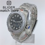 BLIGER 40mm NH35 Grey Sunburst Dial Men's Stainless Steel Automatic Watch Sapphire Date Wristwatch Screw Crown Luminous