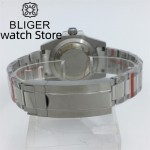 BLIGER 40mm NH35 Grey Sunburst Dial Men's Stainless Steel Automatic Watch Sapphire Date Wristwatch Screw Crown Luminous