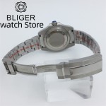 BLIGER 40mm NH35 Grey Sunburst Dial Men's Stainless Steel Automatic Watch Sapphire Date Wristwatch Screw Crown Luminous