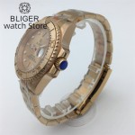 BLIGER 40mm Men's Mechanical NH35 Watch Sapphire Stainless Steel Full Rose Gold Case Waterproof Business Watch Men Relogio