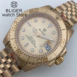 BLIGER 40mm Men's Mechanical NH35 Watch Sapphire Stainless Steel Full Rose Gold Case Waterproof Business Watch Men Relogio