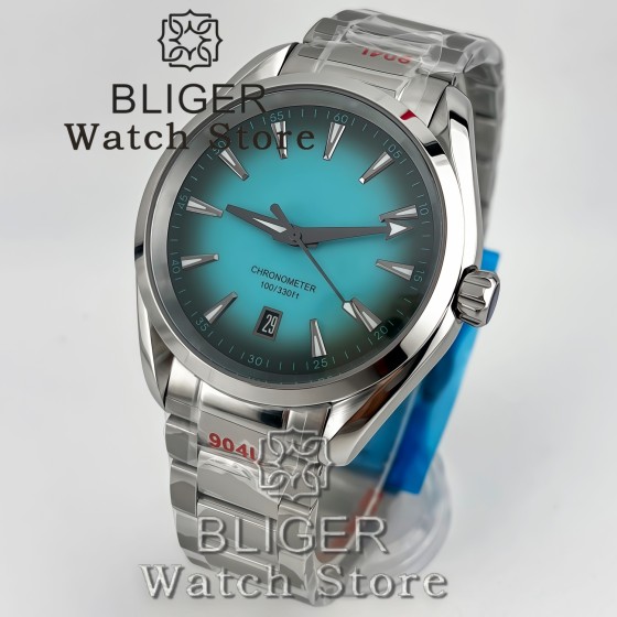 BLIGER 40MM A150 NH35 Mechanical Watches For Men Gradient Dial With Luminous 6 O'clock Date Calendar Sapphire Glass Waterproof