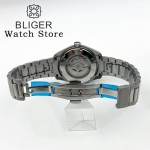 BLIGER 40MM World Time Earth Map NH35 Automatic Mechanical Watches For Men Sapphire Crystal 6 o 'clock Date Deep waterproofing