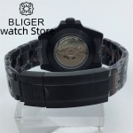 BLIGER 40mm EXP NH35 Watch For Men Black Case Fixed 24hour Bezel Full Luminous Fluorescent White Dial Sapphire Glass Waterproo