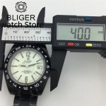 BLIGER 40mm EXP NH35 Watch For Men Black Case Fixed 24hour Bezel Full Luminous Fluorescent White Dial Sapphire Glass Waterproo