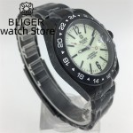 BLIGER 40mm EXP NH35 Watch For Men Black Case Fixed 24hour Bezel Full Luminous Fluorescent White Dial Sapphire Glass Waterproo