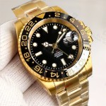 BLIGER 40mm Yellow Gold 3804 GMT Automatic Watch For Men Ceramics Grey Black Bezel Sapphire Glass Luminous Dial Waterproof