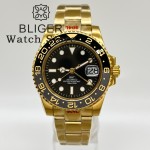 BLIGER 40mm Yellow Gold 3804 GMT 10ATM Waterproof Selfwinding Wristwatch Men Date Ceramic Insert Sapphire Crystal Reloj Hombre