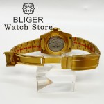 BLIGER 40mm Yellow Gold 3804 GMT 10ATM Waterproof Selfwinding Wristwatch Men Date Ceramic Insert Sapphire Crystal Reloj Hombre