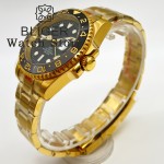 BLIGER 40mm Yellow Gold 3804 GMT 10ATM Waterproof Selfwinding Wristwatch Men Date Ceramic Insert Sapphire Crystal Reloj Hombre