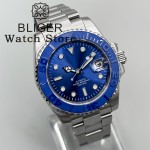BLIGER 40mm Blue Dive Automatic Watch For Men NH35 MIYOTA 8215 PT5000 Sapphire Glass Magnified Date Green Luminous Ceramic Bezel