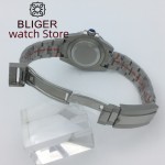 BLIGER 40mm NH34 GMT Mechanical Automatic For Men Diver Watch 100M Blue Dial Luminous Sapphire glass Stainless steel Bracelet