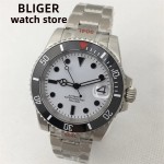 BLIGER 40mm NH35 Automatic Watch For Men Sapphire Crystal Date Ceramic Bezel NH35A MIYOTA 8215 PT5000 movement Stainless Strap