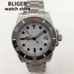 BLIGER 40mm NH35 Automatic Watch For Men Sapphire Crystal Date Ceramic Bezel NH35A MIYOTA 8215 PT5000 movement Stainless Strap