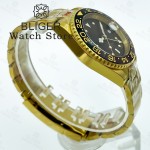 BLIGER 40mm Rootbeer NH34 Automatic GMT Men Watch Luxury Two Tone Gold Case Bracelet Brown Dial Luminous Sapphire Glass
