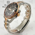 BLIGER 40mm Rose Gold NH34GMT Automatic Tiger Eye Texture Watch For Men Steel Strap Ceramics Bezel Sapphire Glass Luminous 10Bar