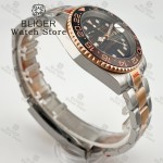 BLIGER 40mm Rose Gold NH34GMT Automatic Tiger Eye Texture Watch For Men Steel Strap Ceramics Bezel Sapphire Glass Luminous 10Bar