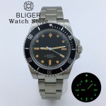BLIGER 40MM Vintage Diving Watch NH35 PT5000 Movement Dome glass C3 Luminous Dial Waterproof Watch For Men