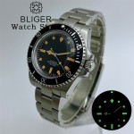 BLIGER 40MM Vintage Diving Watch NH35 PT5000 Movement Dome glass C3 Luminous Dial Waterproof Watch For Men