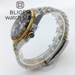 BLIGER 40mm NH34 GMT Automatic Watch For Men Black Dial Luminous Sapphire Glass Luxury Two Tone Gold Case Bracelet