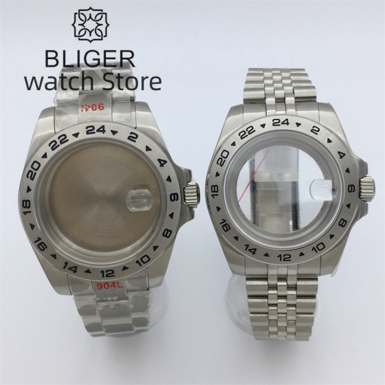 BLIGER 40mm /43mm Explore 2 Case Solid Bezel Sapphire Glass Fit NH34 NH35 NH36 ETA2824 PT5000 Miyota DG2813 3804 Movement