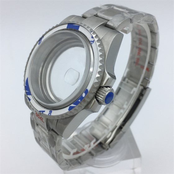 BLIGER 40mm Sapphire Glass Silver Case 904L Bracelet Fits NH34 NH35 NH38 ETA2824 2836 PT5000 Miyota 8215 DG2813 3804 Movement