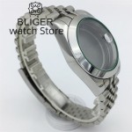BLIGER 36mm/40mm Silver Watch Case Green Glass Gasket Sapphire Glass For NH35 NH36 MIYOTA8215 DG ETA2836 2824 PT5000 Movement