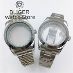 BLIGER 36mm/40mm Silver Watch Case Green Glass Gasket Sapphire Glass For NH35 NH36 MIYOTA8215 DG ETA2836 2824 PT5000 Movement