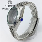 BLIGER 36mm/40mm Silver Watch Case Green Glass Gasket Sapphire Glass For NH35 NH36 MIYOTA8215 DG ETA2836 2824 PT5000 Movement