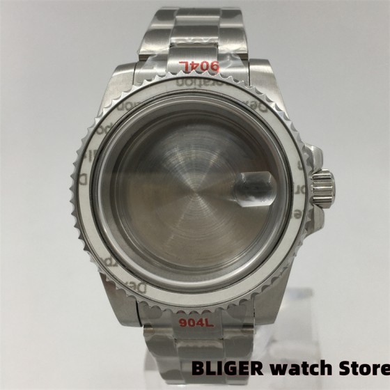 BLIGER 38mm/40mm Sapphire Glass Silver Case steel Bracelet for NH35 NH36 NH34(GMT) ETA2824 PT5000 Miyota 8205 DG 3804 Movement