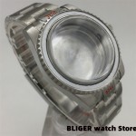 BLIGER 38mm/40mm Sapphire Glass Silver Case steel Bracelet for NH35 NH36 NH34(GMT) ETA2824 PT5000 Miyota 8205 DG 3804 Movement