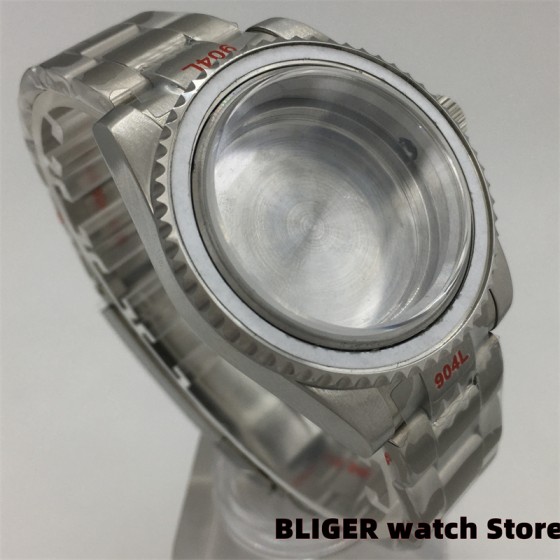 BLIGER 38mm/40mm Sapphire Glass Silver Case steel Bracelet for NH35 NH36 NH34(GMT) ETA2824 PT5000 Miyota 8205 DG 3804 Movement
